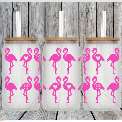 Summer Flamingo Glass Can Tumbler
