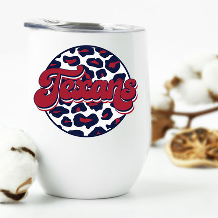 Texans Leopard Circle Wine Tumbler