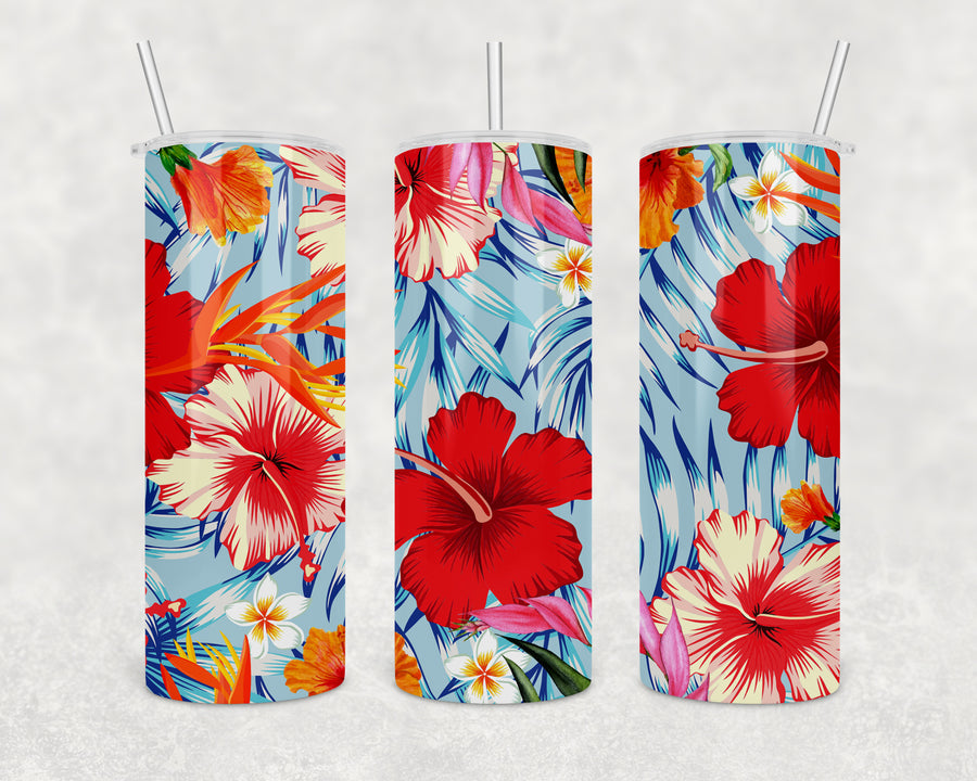Tropical Flowers Skinny Tumbler