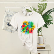 Painted Autism Awareness Puzzle Piece T-shirt