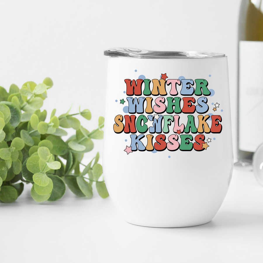 Winter Wishes Snowflake Kisses Wine Tumbler