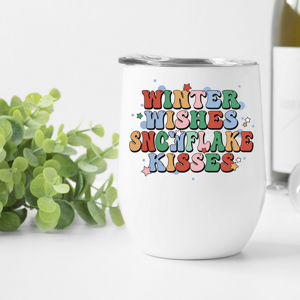 Winter Wishes Snowflake Kisses Wine Tumbler