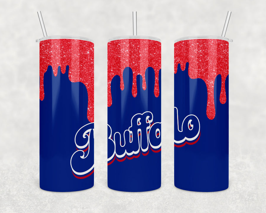 Buffalo Glitter Drip 20 oz Skinny Tumbler