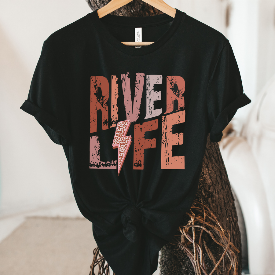 Retro Lightening Bolt River Life Unisex T-shirt