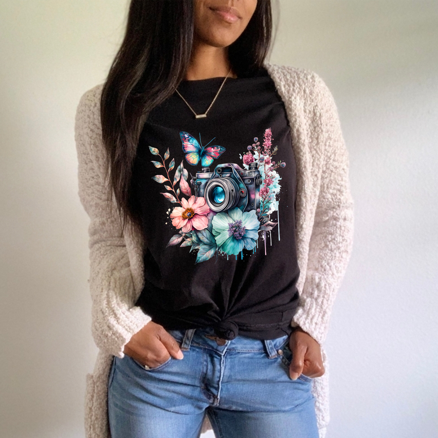 Floral Camera Unisex T-shirt