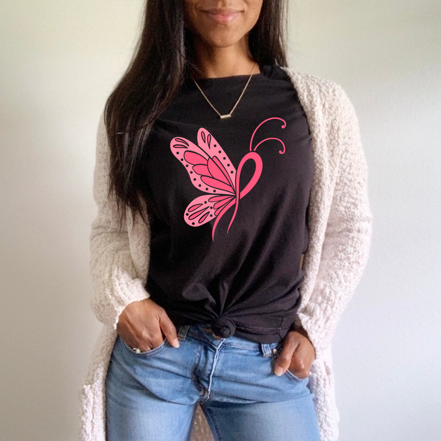 Butterfly Cancer Ribbon Unisex T-shirt