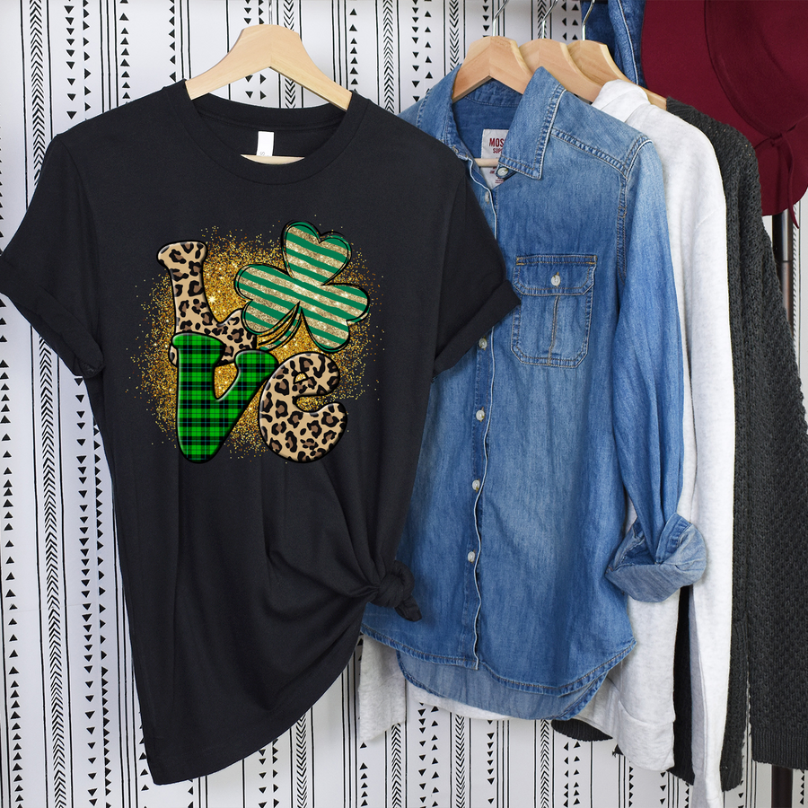 Shamrock Leopard and Plaid Love Unisex T-shirt