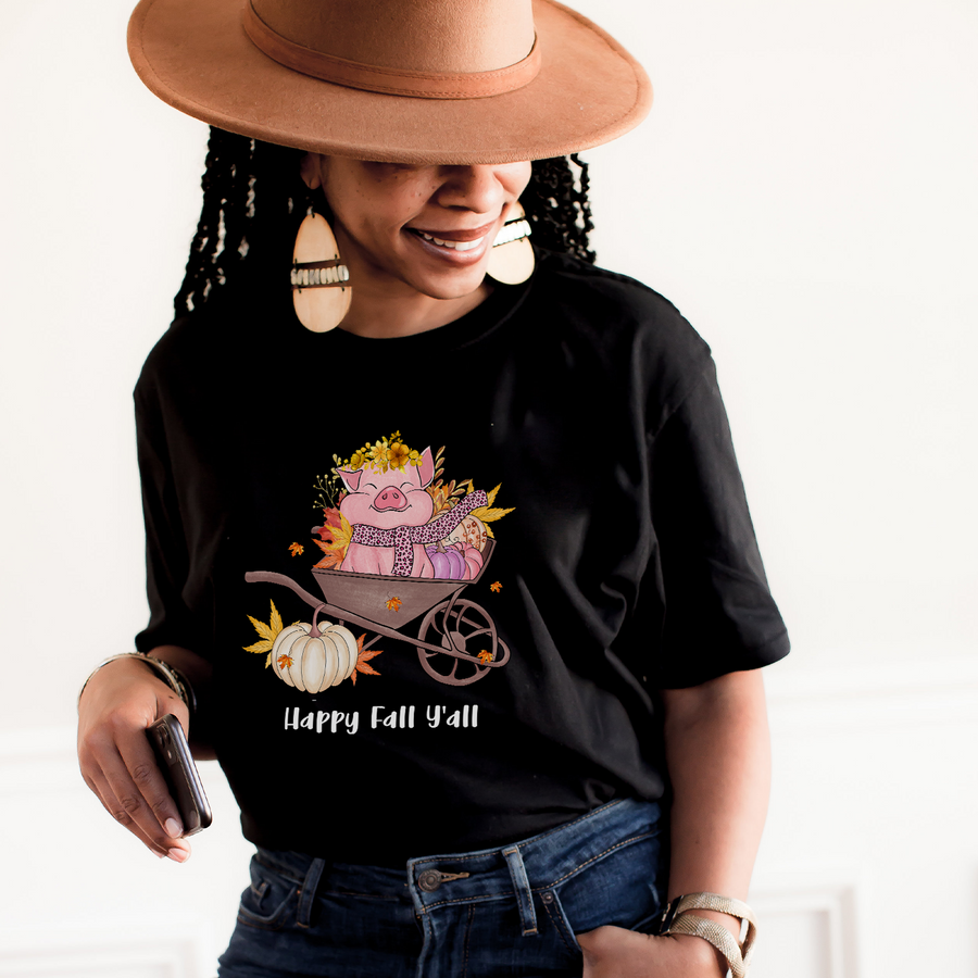 Happy Fall Y'all Pig Unisex T-shirt