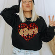 49ers Retro Leopard Heart Heavy Blend Sweatshirt