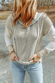 Color Block Exposed Seam Drawstring Hoodie