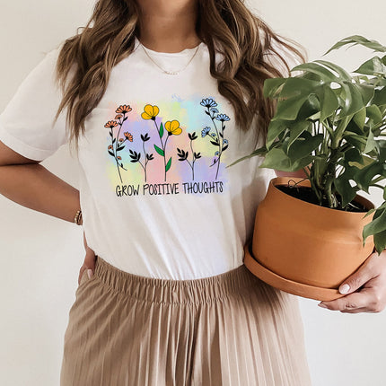 Watercolor Grow Positive Thoughts T-shirt