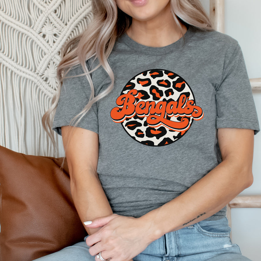 Bengals Retro Leopard Circle Unisex T-shirt