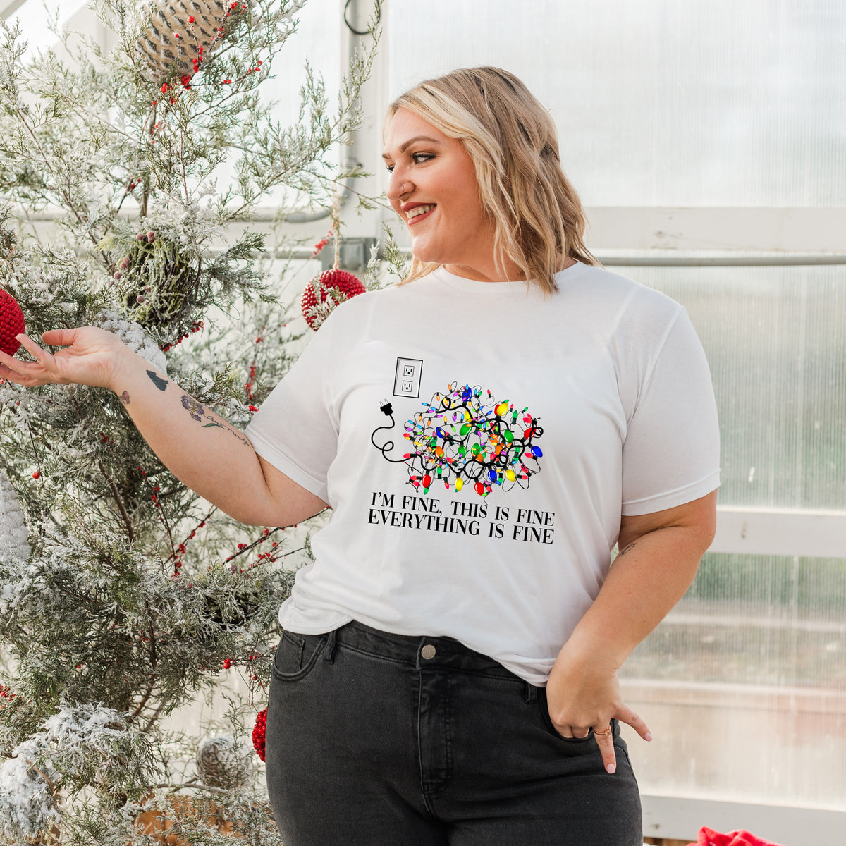 I'm Fine Christmas Lights Unisex T-shirt