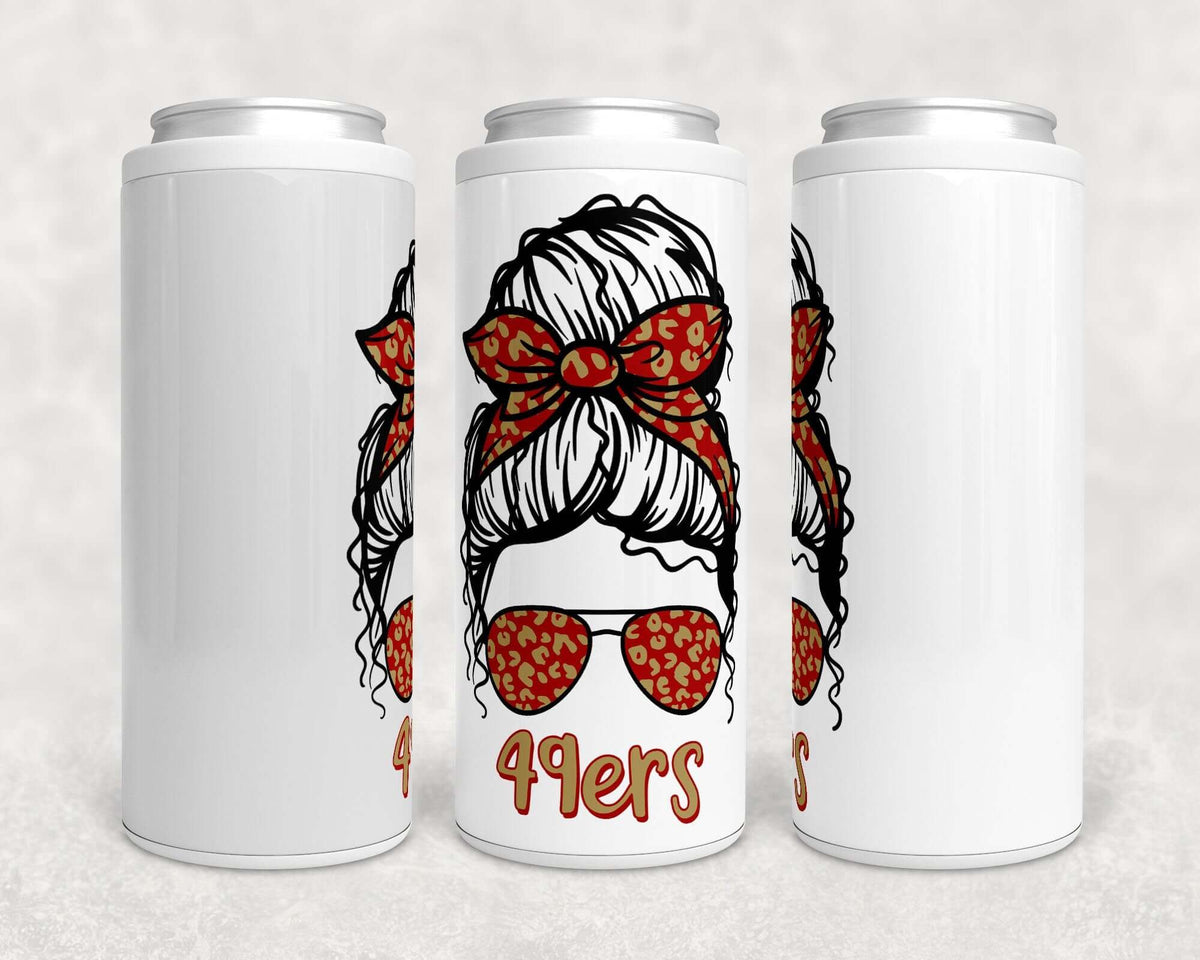49ers Mom Bun Skinny Can Cooler