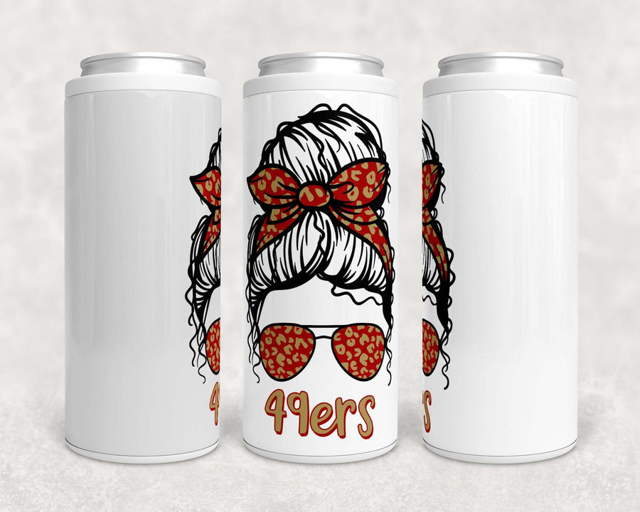 49ers Mom Bun Skinny Can Cooler