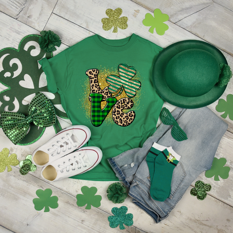 Shamrock Leopard and Plaid Love Unisex T-shirt