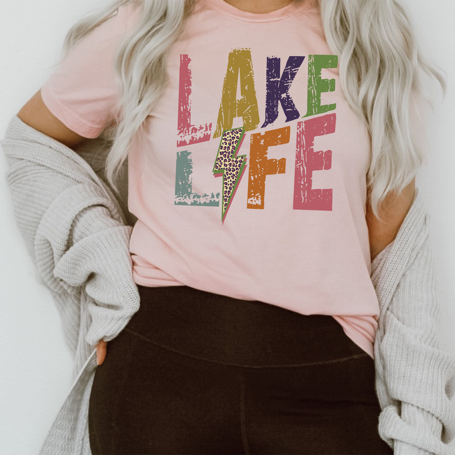 Retro Lightening Bolt Lake Life Unisex T-shirt