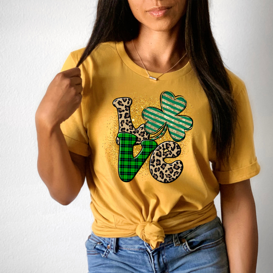 Shamrock Leopard and Plaid Love Unisex T-shirt