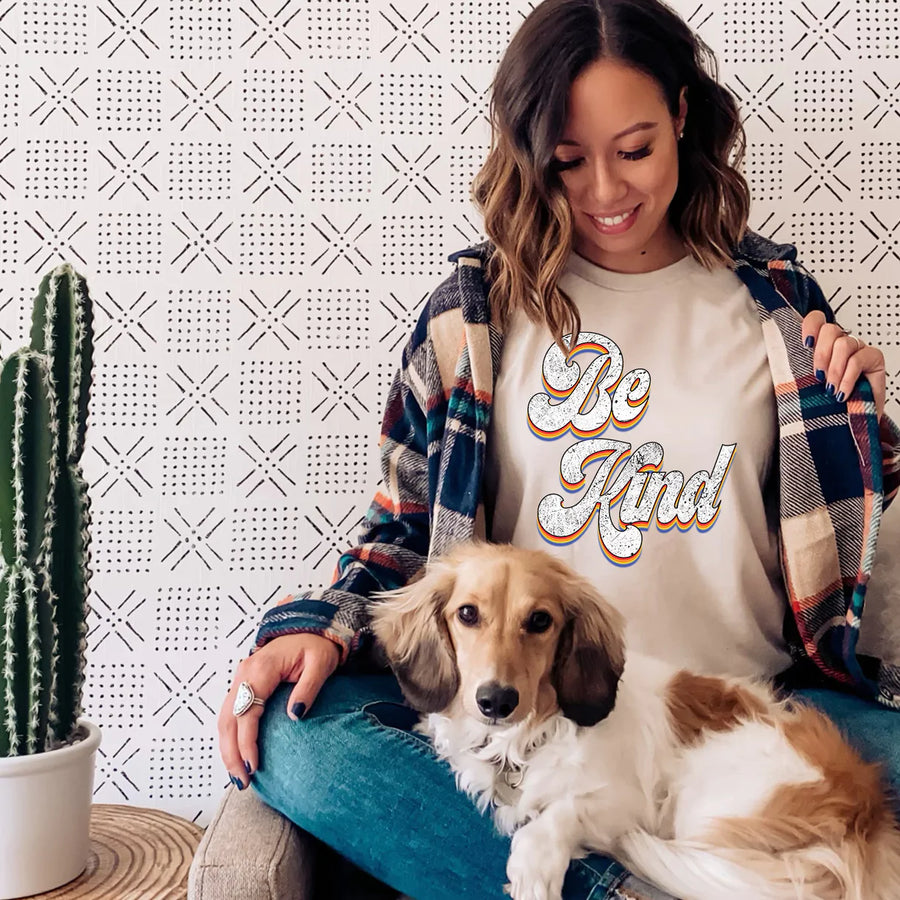 Rainbow Retro Be Kind Unisex T-shirt
