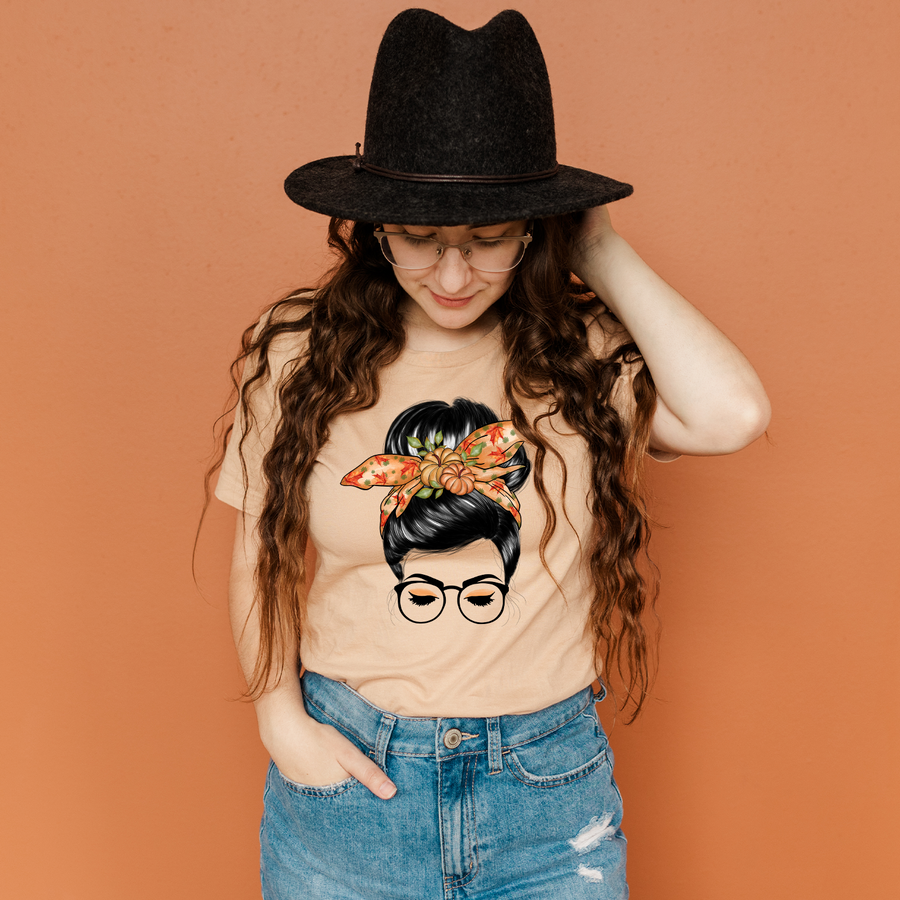 Autumn Bandana Messy Bun Unisex T-shirt